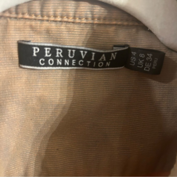 Peruvian Connection distressed tan khaki utility cargo dress size 4 - Picture 5 of 13